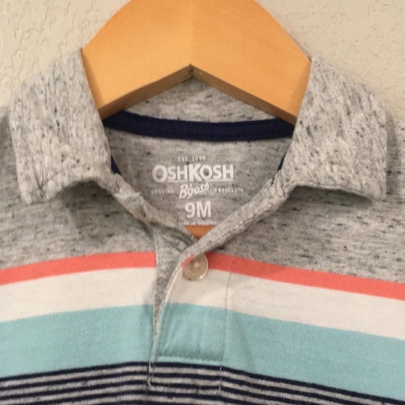 OshKosh B’Gosh Baby Boys Sz 9M Preppy Stripe Short Sleeve Polo‎ Shirt - Picture 2 of 9